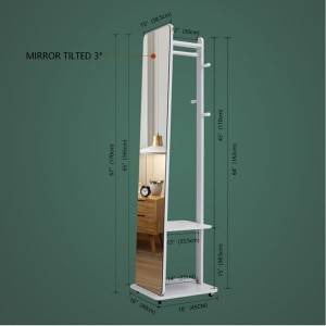 Solid wood dressing mirror, fitting mirror, full-length na salamin, floor mirror na may makeup cabinet, hanger, integrated storage mirror