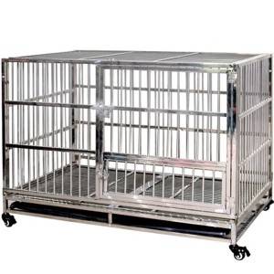 ສະແຕນເລດ folding dog cage, pet dog cage with skylight tray dog ​​cage