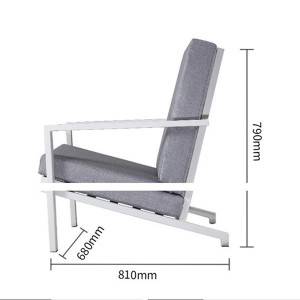 Mesa e cadeira de xardín grises. Mesa e cadeira metálicas con estrutura de aluminio para exteriores