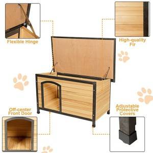 Fann Brown Wood and Metal Dog House
