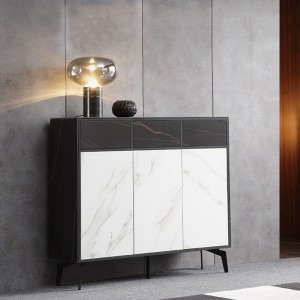 Gabinete de zapatos de porche para casa de lousa de roca de gama alta de madeira maciza ultrafino minimalista italiano 0268