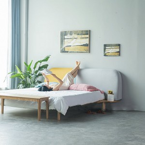 Nowoczesne proste podwójne łóżko do sypialni z litego drewna 0286