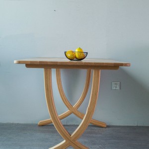 Malo Odyera Amakono a Nordic Rectangular Solid Wood Round Leg Dining Table 0290