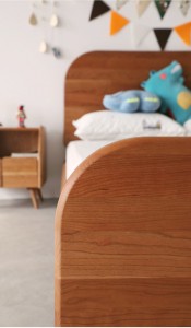 Nordic Cherry Wood ສີຂາວ Oak ທີ່ທັນສະໄຫມ minimalist ເດັກນ້ອຍຍິງ Princess Single Black Walnut Bed 0011