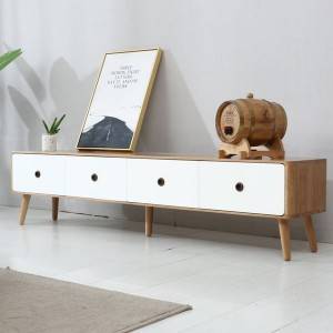 Nordic Modernong Solid Wood Salas nga Duha ka Kolor nga TV Stand Cabinet# 0020