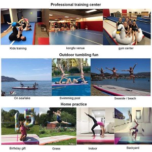 Engros DWF oppblåsbar yogamatte tilpasset sport luftbane Gymnastikk Tumbling Mat Air Floor 0393