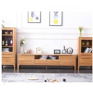 Modernt och enkelt massivt trä TV-bänk för liten lägenhet # 0019