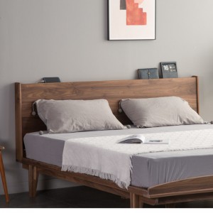 Nordic Minimalist Modern Cherry Главная и гостевая спальня с двуспальной кроватью из черного ореха и белого дуба 0018