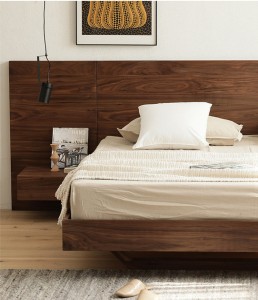 Toda em madeira maciça duplo nórdico japonês tatami simples moderno preto nogueira 1,8 metros quarto principal cama grande 0014
