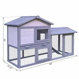 Cammack Raised Painted Deluxe Wood Rabbit Hutch with Run 0227