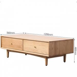 Mesa de té de catro caixóns de madeira maciza Mobles de sala de estar #Mesa auxiliar 0001