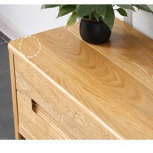 Nordiese minimalistiese wit eikehout soliede hout klein woonstel TV Stand kabinet #0021