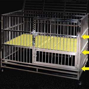 Stainless steel folding dog cage, pet dog cage with skylight tray Dog cage