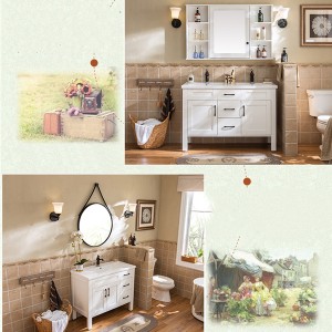 Tocador de baño, lavabo de pie de madera maciza mediterránea, tocador de baño, combinación de lavabo doble, armario de lavado #0147