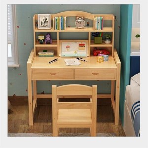 Liftable Varnish Desk with Bookshelf Student Home Writing Desk and Chair  0267