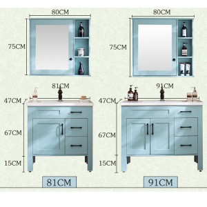 Bathroom vanity Mediterranean solid wood floor-standing wash basin vanity bathroom combination double basin wash cabinet#0147