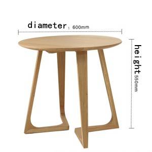 Semplice tavolo rotondo casual con gambe, mini tavolino in legno massello # Tea Table 0011