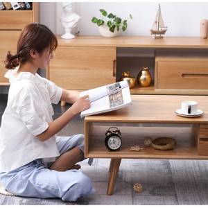 میز قهوه خوری ساده چوبی جامد مبلمان میز چای ترکیبی به سبک مدرن#میز کناری 0002