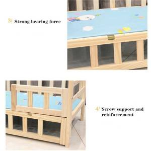 Pevná posteľ s rámom z masívneho dreva 0214 pre psov vysokej kvality