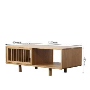 Ziemeļvalstu vienkāršā ozola masīvkoka kafijas galdiņš, maza dzīvokļa viesistabas mēbeles#0009