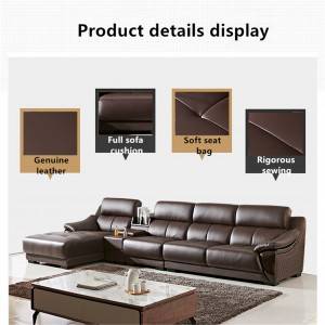 Wenkeamer meubels leder moderne massyf houten frame sofa 0209