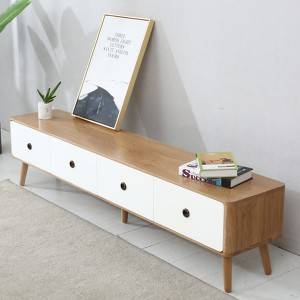 Moble nórdico moderno de madeira maciza para sala de estar de dúas cores para soporte de TV # 0020