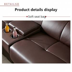 Perabot ruang tamu sofa bingkai kayu pepejal moden kulit 0209