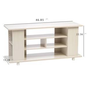 Large TV Stand cabinet with Wheels in White cabinet 0461