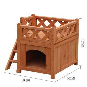 Casa de gato de madeira de luxo con pórtico e balcón