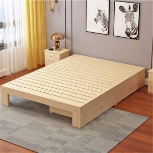 Nội thất phòng ngủ giường ngủ gỗ thông nguyên khối mới 0223