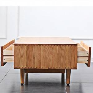 Čajový stolík z masívneho dreva so štyrmi zásuvkami Nábytok do obývačky#Side Table 0001