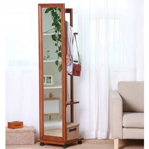 Solid wood rotary coat hanger with dressing mirror furniture