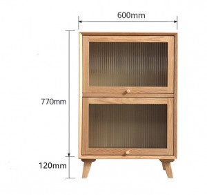 Nordic Solid Wood Floor Storage with Glass Door Bookshelf Japanese Style Combined Display Cabinet 0032