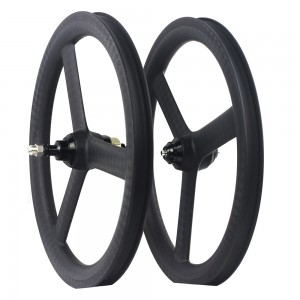 16 inch carbon bicycle Tri spoke wheelset folding bicycle wheels 3 spokes carbon wheels