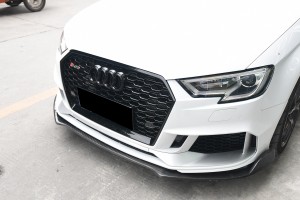 Audi A3 S3 2017-2019 ön tampon ızgarası için ACC alt çerçeve amblemi ile S3 RS3 8V.5 tarzı araba ızgarası