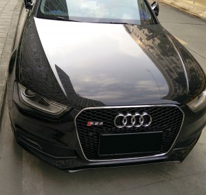 Fa'aleleia le Audi RS4 Style Front Grille Hex Mesh Honeycomb Hood Grill fetaui A4 S4 B8.5
