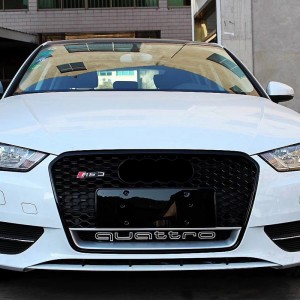 S3 RS3 ee loogu talagalay Audi A3 S3 8V RS3 Quattro Hex Mesh Front Bomper Hood Grille