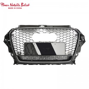 I-S3 RS3 Grill For Audi A3 S3 8V RS3 Quattro Hex Mesh Front Bumper Hood Grille