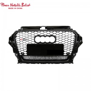 S3 RS3 ee loogu talagalay Audi A3 S3 8V RS3 Quattro Hex Mesh Front Bomper Hood Grille