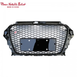 S3 RS3-rooster vir Audi A3 S3 8V RS3 Quattro Hex Mesh-voorbufferkaprooster