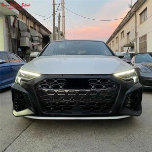 RS3 Front Bodykit ສໍາລັບ Audi A3 S3 8Y Front Bumper with grill front lip diffuser tailpipe