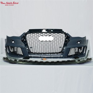 រចនាបថ RS3 សម្រាប់រថយន្ត Audi A3 S3 8V Bumper ជាមួយនឹងបបូរមាត់ខាងមុខដុត