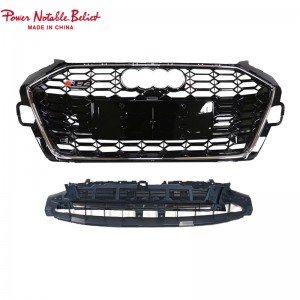 RS4 B9.5 Front grille mety ho an'ny Audi A4 S4 honeycomb bumper grille misy bracket