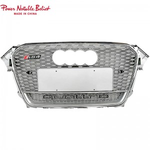 Haɓaka Salon Audi RS4 Na Gaban Gishiri Hex Mesh Ƙaƙwalwar Ruwan Zuma Guda Guda Dace A4 S4 B8.5