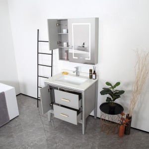 2022 Desain populer Modern Floor Standing Bathroom Vanity, Vanities Bathroom Kanthi marmer Vanity Top