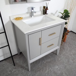 2022 Desain populer Modern Floor Standing Bathroom Vanity, Vanities Bathroom Kanthi marmer Vanity Top