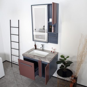 Single Sink in-wall Cabinet modern with solid door and LED light mirror