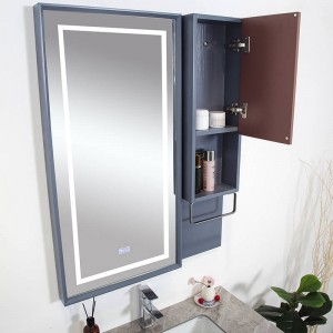 Single Sink in-wall Cabinet modern with solid door and LED light mirror