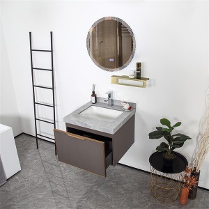 Modern solid wood carving Bathroom cabinet with chocolate color