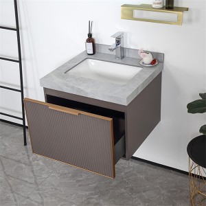 Modern solid wood carving Bathroom cabinet with chocolate color